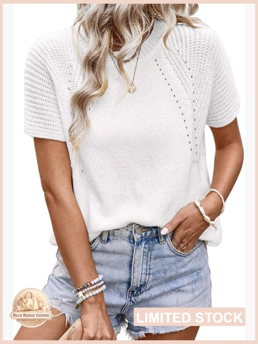 Crewneck Short Sleeve Knit Sweater Solid Hollow Out Trendy Blouse Pullover